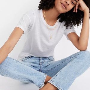 Madewell Whisper Cotton Rib-Crewneck T - Size XS, White